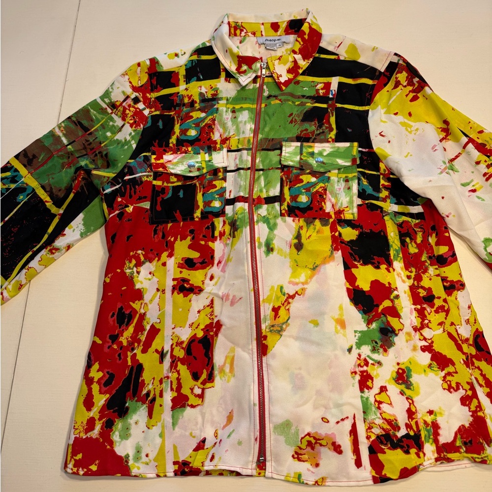 Tracy M Multicolor Abstract Jacket - Picture 2 of 5